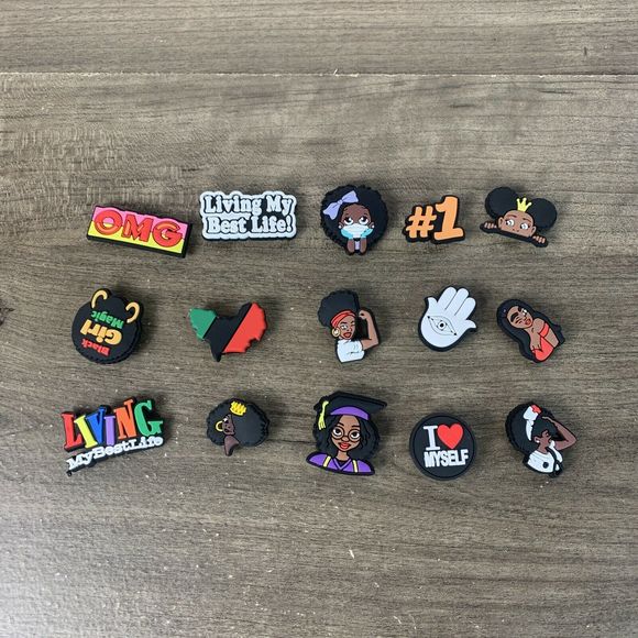 2pk - 30 Pcs Shoe Charms Black Lives Matter Girl Magic Fits for PVC Clog Sandals - Picture 3 of 10